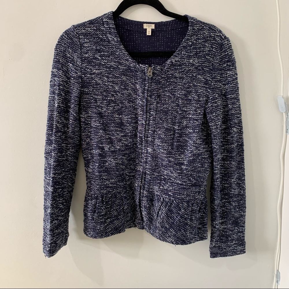 J. CREW TWEED ZIP PEPLUM BLAZER